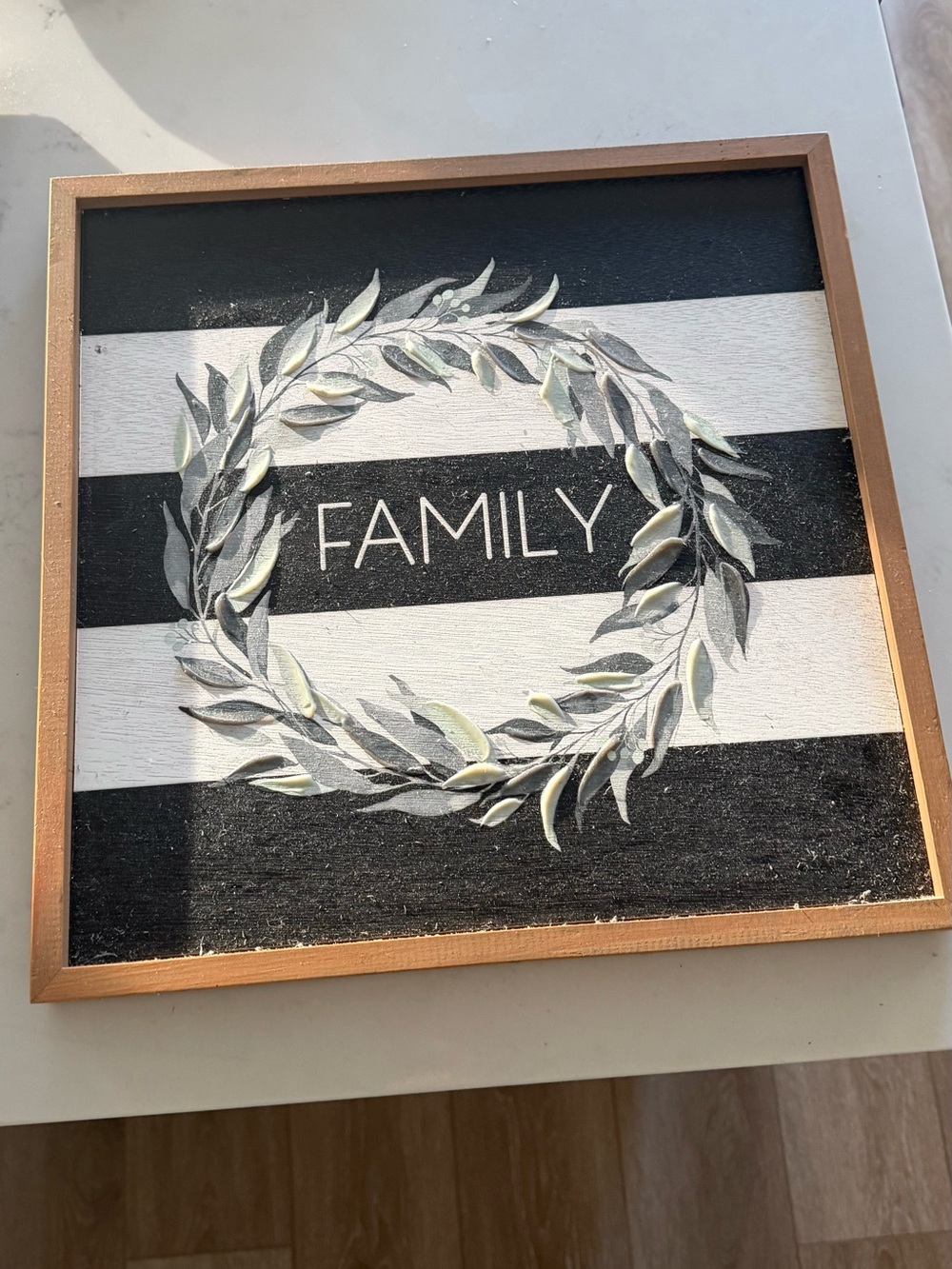 CB2 Family Wreath Wall Art - Black, White & Gold
